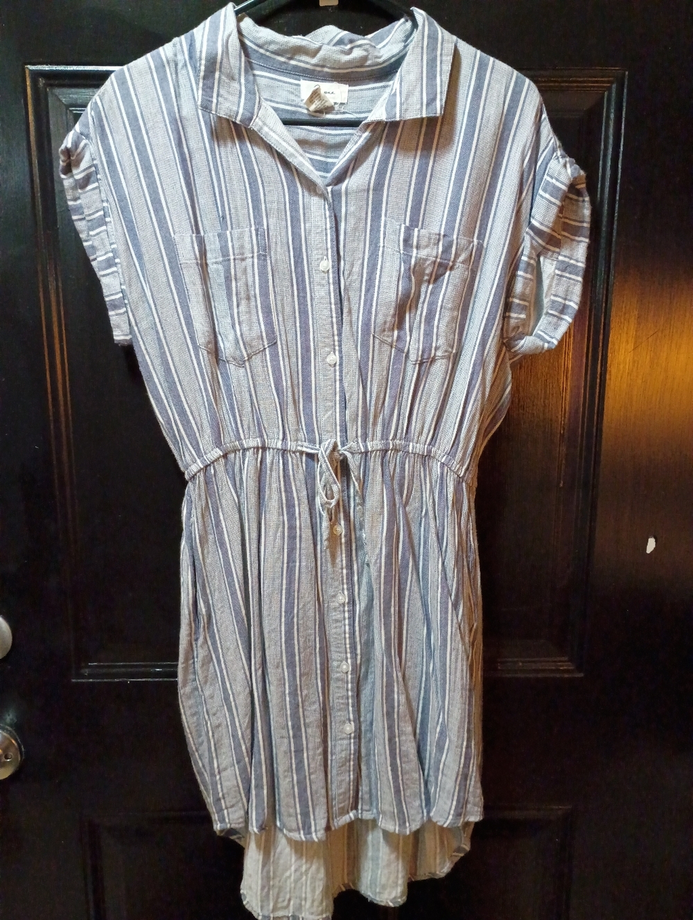 Women's "Japna" Gray/White Stripe Shirt Dress Size Large